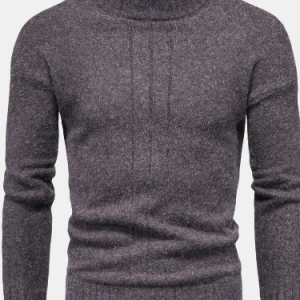 Mens Solid Color Ribbed Knit Half-Collar Basic Pullover Sweaters discountshub