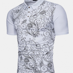 Mens Summer Stylish Printed Slim Fit Business Casual Golf Shirt discountshub