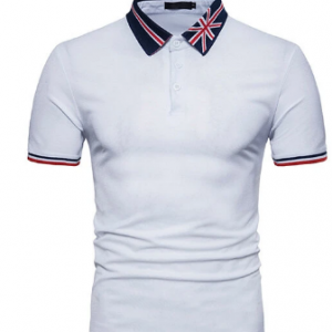 Mens Summer Western Style Printed Collar Slim Fit Business Casual Golf Shirt discountshub