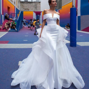 Mermaid Wedding Dresses With Detachable Skirt Off The Shoulder Satin Bridal Gowns White Wedding Dress vestido de noiva discountshub