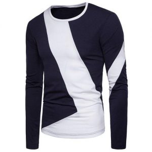 Trendy Long Sleeve T-Shirt - Blue & White discountshub