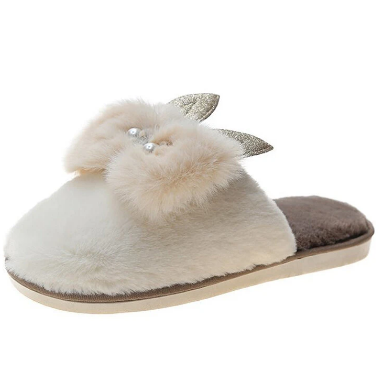 Women Cute Bowknot Warm Plush Sling Back Home Slippers discountshub