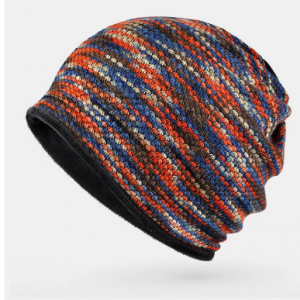 Women Dual-use Plus Velvet Warm Thick Outdoor Mixed Color Casual Personality Brimless Beanie Scarf discountshub