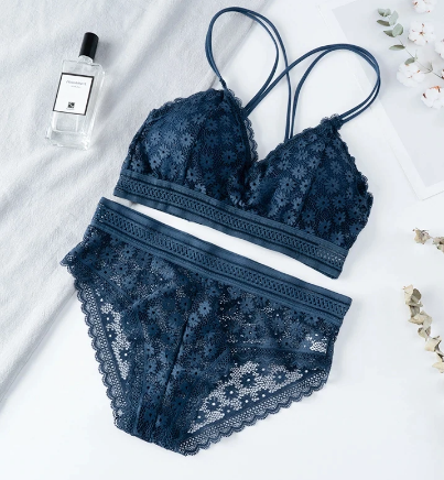 Women Lace Bra Sets Seamless Underwear Backless Vest Adjusted-straps Lingerie Floral Soft Comfortable Underwear Set discountshub