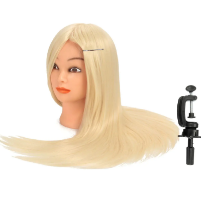 30% Blonde Real Human Hair Training Hairdressing Mannequin Head With Clamp discountshub