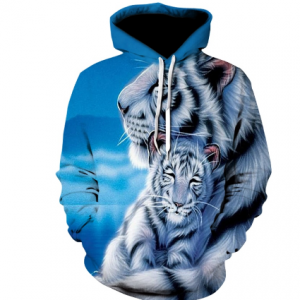 3D-printed hoodies for men and women white tiger Casual creative sports Hoodies with animal print pullovers discountshub