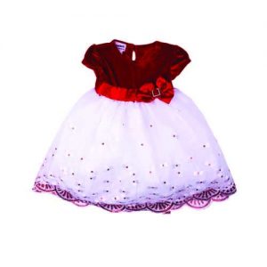 Blueberi Boulevard Girl's Little Angel Dress - Wine & White discountshub