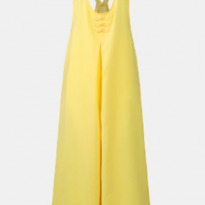 Casual Sleeveless Button Plus Size Pockets Jumpsuit for Women discountshub