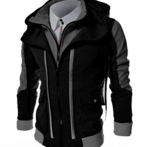 Fashion Brand Casual Men's Hoodies Sweatshirts Slim Fit Men Streetwear Double Zipper Jacket Men's Clothing Black discountshub