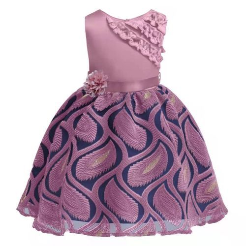 Girl Elegant Dress Flower Embroidery Dress Dance Skirt discountshub
