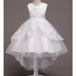 Girl's Embroidery Peplum Styled Bridal Party Ball Dress discountshub