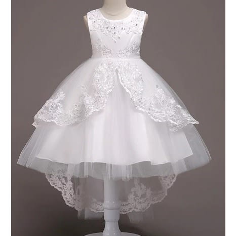 Girl's Embroidery Peplum Styled Bridal Party Ball Dress discountshub