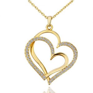 Heart-Shape Necklace Clavicle Pendant Ornament - Gold discountshub