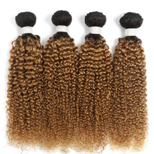 Kinky Curly Human Hair Bundles 8-26Inch Ombre Blonde Brown Brazilian Hair Weave Bundles 1/3/4PCS Non-Remy Hair Extensions SOKU discountshub