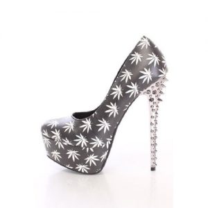 Kush Kouture Black White Herbal Leaf Pump High Heel discountshub