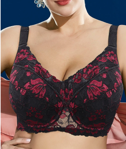 Plus Size Push Up Embroidery Thin Full Coverage Cotton Linning Gather Bras discountshub
