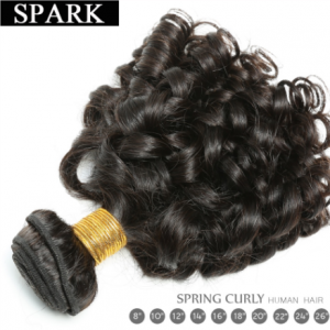 SPARK Brazilian Human Hair Loose Bouncy Curly Hair 2/3/4 Bundles With 4*4 Closure 100% Human Hair Natural Black Weaves Non Remy discountshub