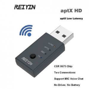 USB Bluetooth 5.0 Audio Transmitter CSR8675 aptX HD Sound Card Adapter for PC laptop Game Device Stereo Transmisor discountshub