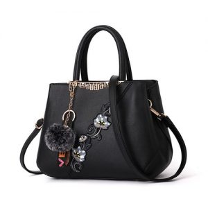 2021 New Fashion Embroidery Ladies Handbags-Black discountshub