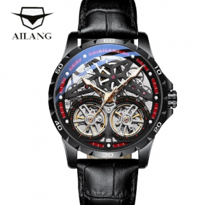 AILANG Original Men's Watch Double tourbillon watch Automatic Hollow-out Machine Watch Men Luminous Waterproof 2020 New design discountshub