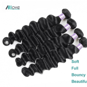 Allove Loose Deep Wave Bundles Peruvian Hair Bundles Human Hair Extensions 1/3/4 Bundles Deals Non Remy Hair Weave Bundles Weft discountshub