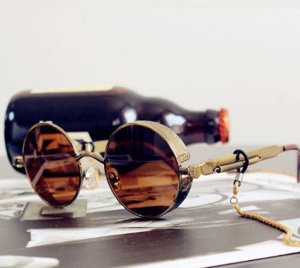 Classic Gothic Steampunk Sunglasses Luxury Brand Designer High Quality Men and Women Retro Round Metal Frame Sunglasses UV400 discountshub