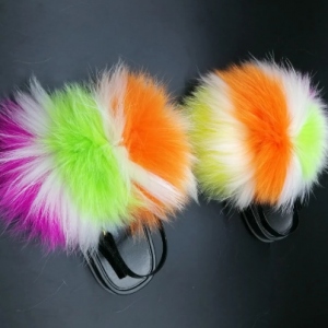 Kid's Heel Strap Sweet Fluffy Fur Sandals Child Home Furry Fur Flat Shoes Toddler Fashion Cute Plush Fur Warm Non-slip Slides discountshub