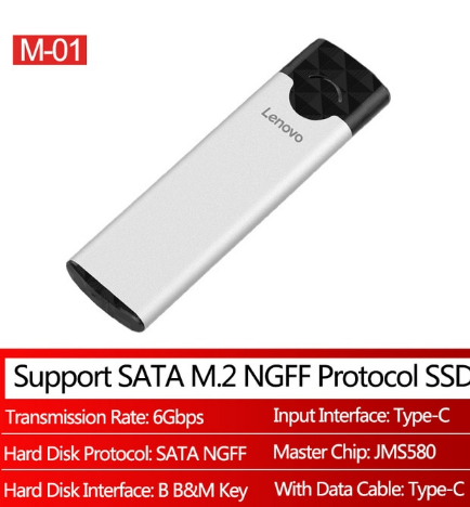 Lenovo M-01/M-02 M2 SSD Case USB 3.1 Gen2 Type C External SSD Disk Enclosure For M.2 NGFF SATA B B+M Key/NVME PCIE M Key SDD Box discountshub