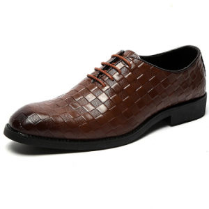 Men Large Size Lattice veins Lace-up Business Formal Loafers discountshub