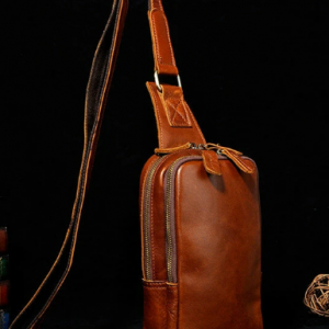 Men Vintage Genuine Leather Multifunction Multi-Layers Cow Leather Crossbody Bag Chest Bag Sling Bag discountshub