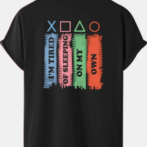 Mens Ethnic Style Character Pattern Black Short Sleeve T-Shirt discountshub