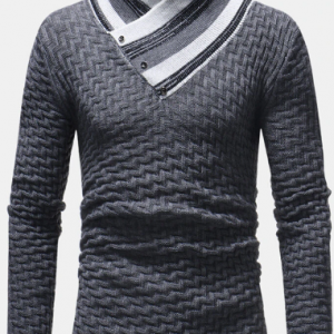 Mens High Collar Plain Long Sleeve Comfy Long Sleeve Casual Sweater discountshub