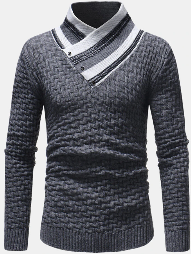 Mens High Collar Plain Long Sleeve Comfy Long Sleeve Casual Sweater discountshub