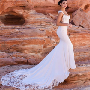 Satin Mermaid Wedding Dress Boho Sexy Sleeveless V Neck Beaded hijab Bridal Dress Wedding Gowns Women Long Train discountshub