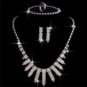 Silver Necklace, Earring, Bracelet Ring Set discountshub