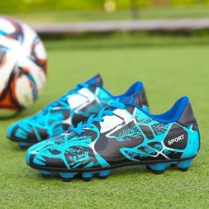 Soccer Boots Long Spikes Mens Football Shoes Sneakers-Blue discountshub
