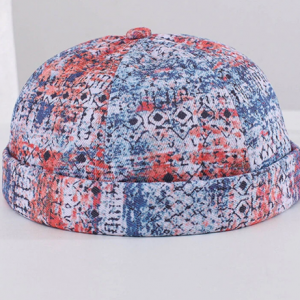 Unisex Cotton Tie-dye Contrast Color Fashion Outdoor Brimless Beanie Landlord Cap Skull Cap discountshub