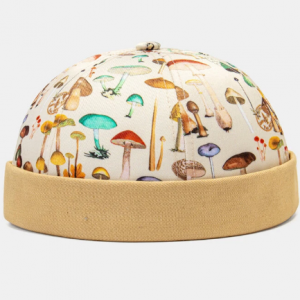 Unisex Mushroom Overlay Pattern Fashion Personality Brimless Beanie Landlord Cap Skull Cap discountshub