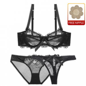 Varsbaby 3pcs Women Sexy Slim Lace Lingerie Ladies Underwire Floral Bra Sets bras+panties+thongs discountshub