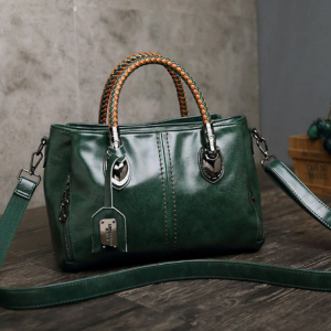 Women Vintage Handbag Oil Wax Leather Three-layer Crosssbody Bag discountshub