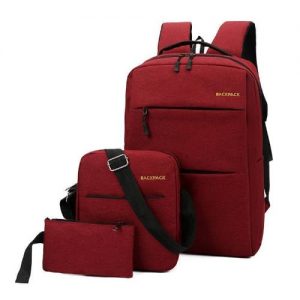 3 In 1 Anti Theft Laptop Back Pack + Free Face Shield - Wine discountshub
