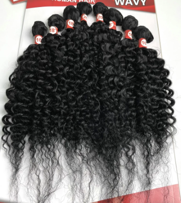 Adorable Natural Black Color Suit Package Kinky Curl Animal Mixed Synthetic Hair Weave For Black Woman 20 Inch Optimum Wave 8pcs discountshub