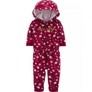 Carter's Lovely Floral Hooded Jumpsuit- Magenta discountshub