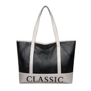 Classic Spacious Handbag - Black/Grey discountshub