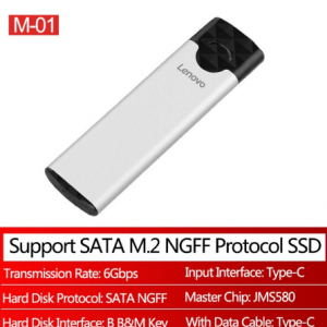Lenovo M-01/M-02 M2 SSD Case USB 3.1 Gen2 Type C External SSD Disk Enclosure For M.2 NGFF SATA B B+M Key/NVME PCIE M Key SDD Box discountshub