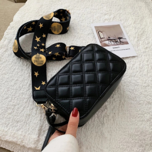 Lingge Crossbody Bag Casual PU Fabric Wide Strap Bag Shoulder Outdoor Flap Shoulder Bags сумка женская discountshub