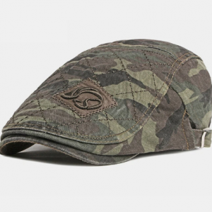 Men Cotton Camouflage Outdoor Casual Sunshade Forward Hat Beret Hat Flat Hat discountshub