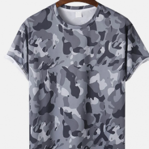 Mens Cotton Camo Print Crew Neck Sports Casual Short Sleeve T-Shirts discountshub