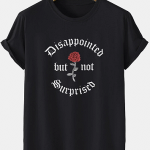 Mens Letter & Rose Print Crew Neck Short Sleeve T-Shirt discountshub