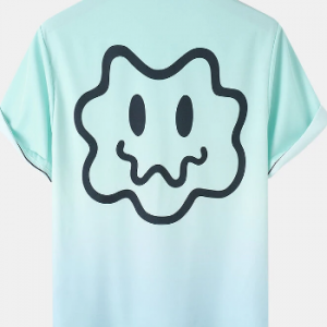 Mens Ombre Grimace Back Print Street Short Sleeve Shirts discountshub